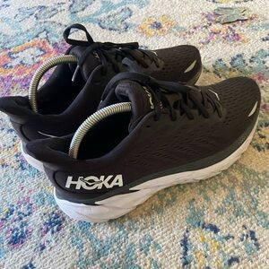 HOKA Clifton 8 Running Athletic Shoes Black x White 10